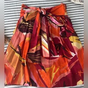 Anthropologie tie waist abstract print skirt